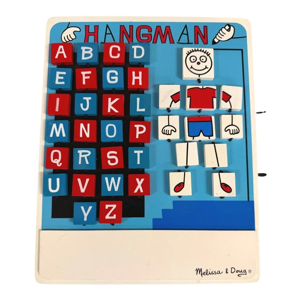 Melissa & Doug Flip to‎ Win Wooden Hangman Travel Game Blue Red